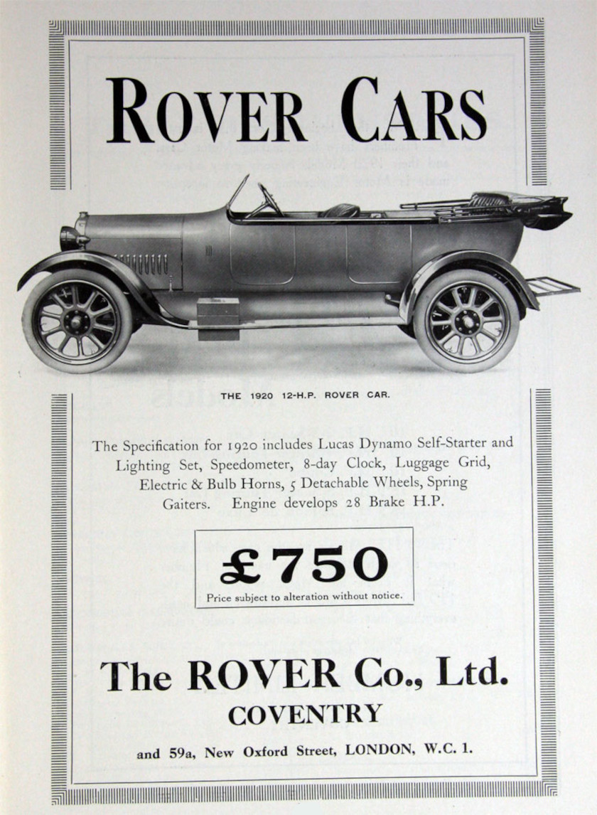 Werbung für Rover 12 hp, 1920