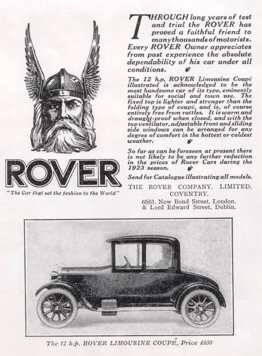 Werbung für Rover 12 hp, 1923