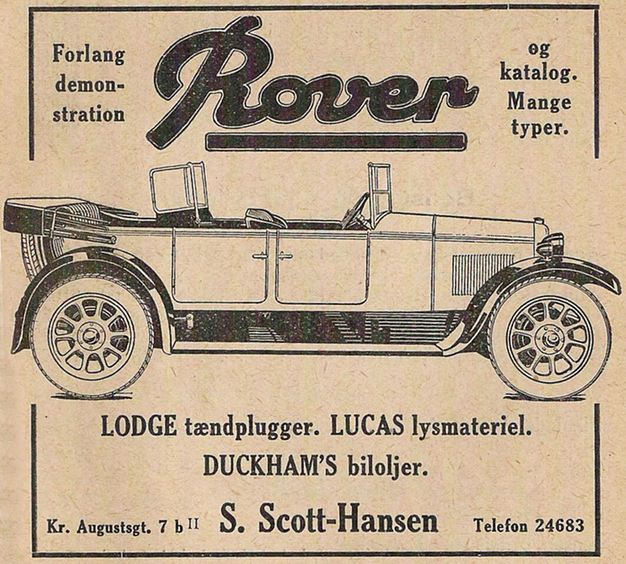 Werbung für Rover 16/50 hp, 1927