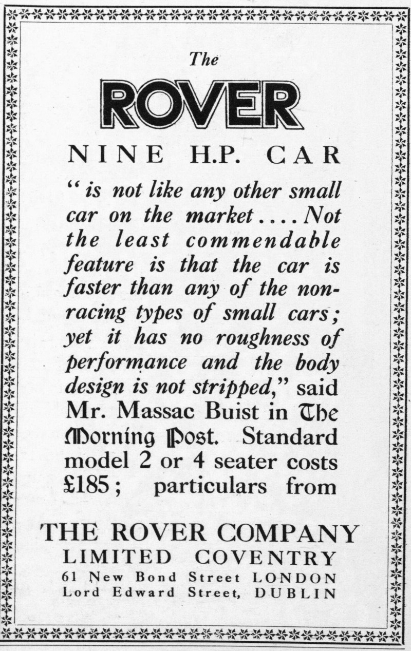 Werbung für Rover 9 hp, 1924