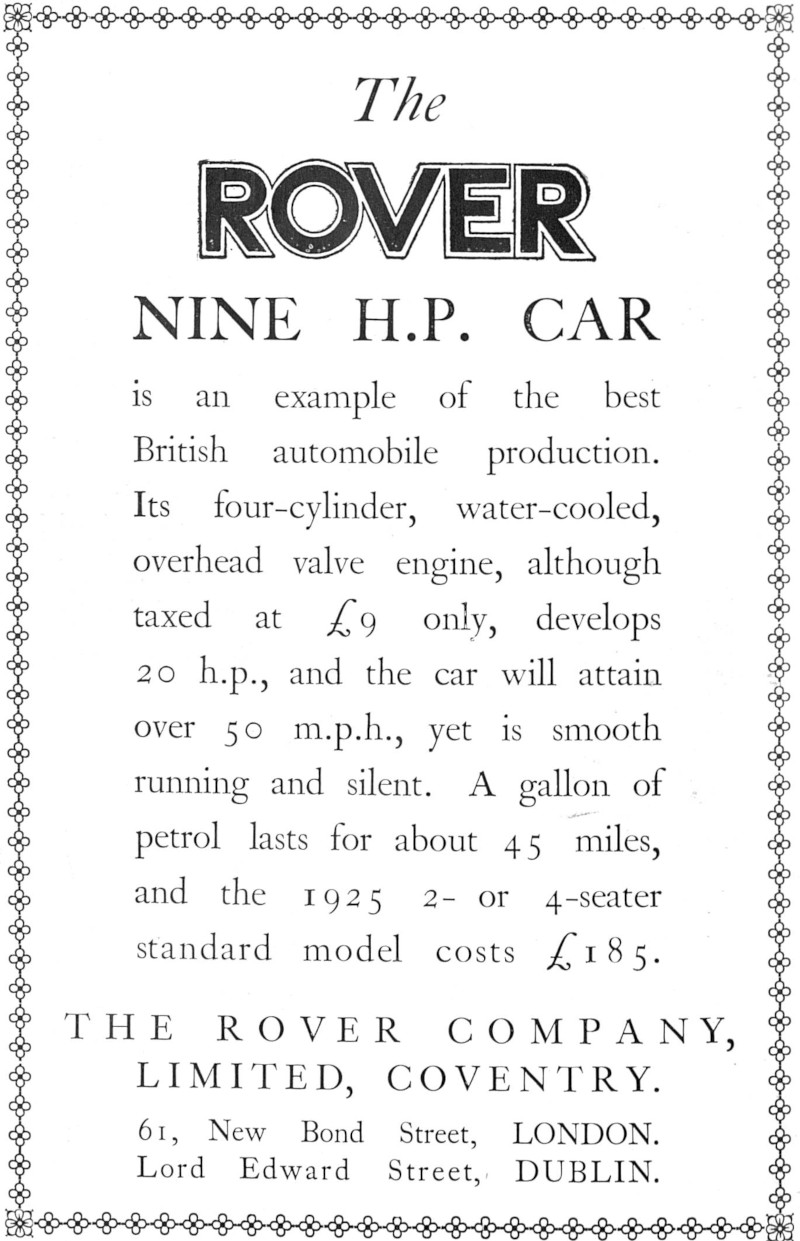 Werbung für Rover 9 hp, 1924