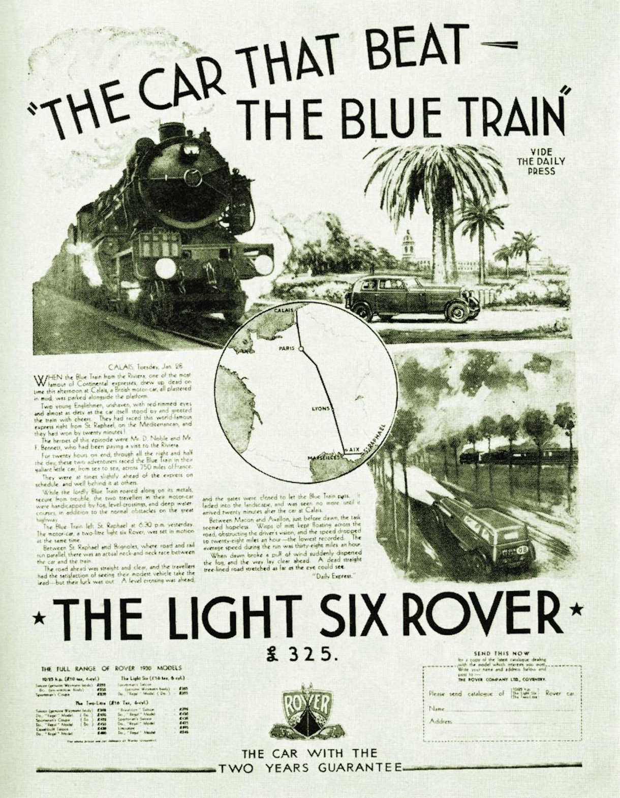 1930 Light Six Advert Blue Train