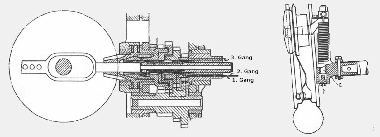Scarab Getriebe und Vorderrad