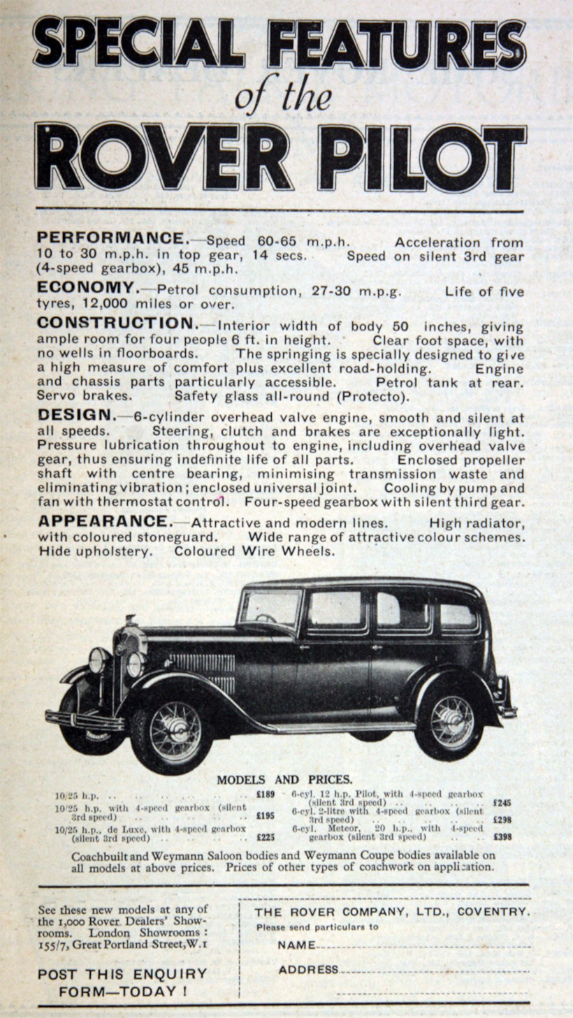 Werbung Rover Pilot 12hp