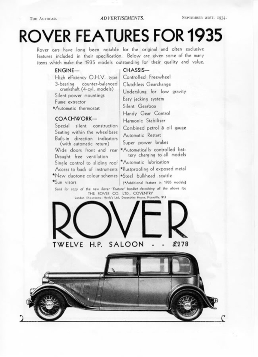 P1 Werbung (12hp Saloon) for 1935