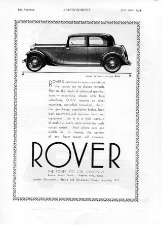 P1 Werbung (14hp Sports Saloon) 1934