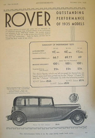 P1 Werbung (12hp Saloon) 1935