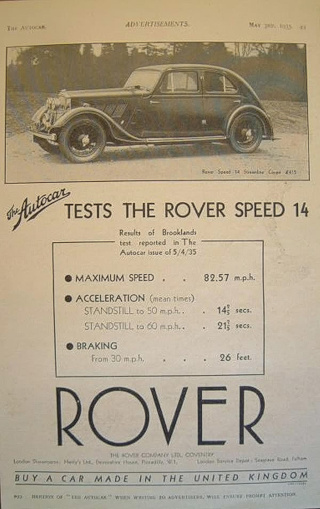 P1 Werbung (14hp Speed Streamline Coupe) 1935
