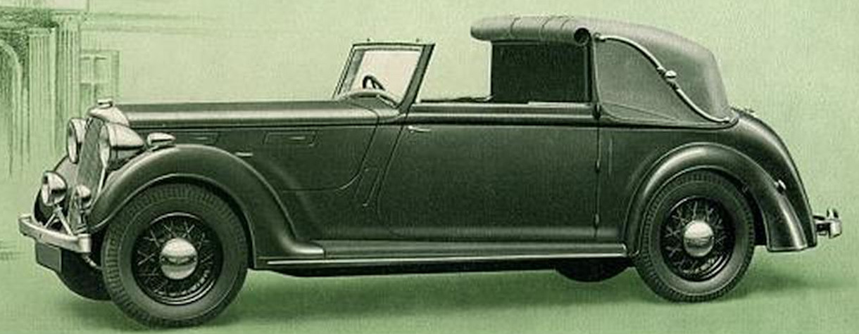 1938 Rover P2 Drophead Coupé, hood part-closed