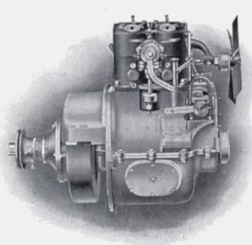 12hp Knight 2-Zylinder, rechte Motorseite