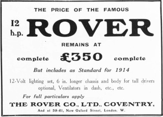 Werbung für Rover 12hp Clegg, 1913