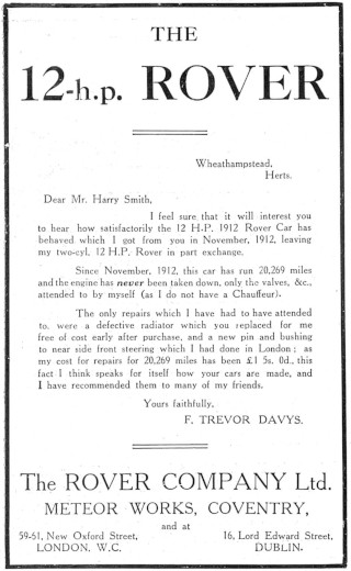 Werbung für Rover 12hp Clegg, 1914