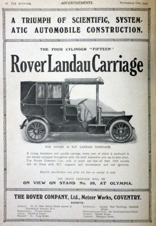 1909 ROVER 15hp Advert Autocar 1909 Rover 15hp Advert Autocar