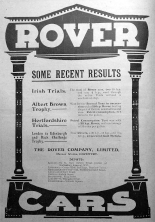 1909 ROVER 15hp Adevert The Motor 1909 Rover 15hp Advert The Motor