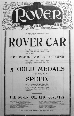 Werbung ROVER 16/20hp 1906, The Motor