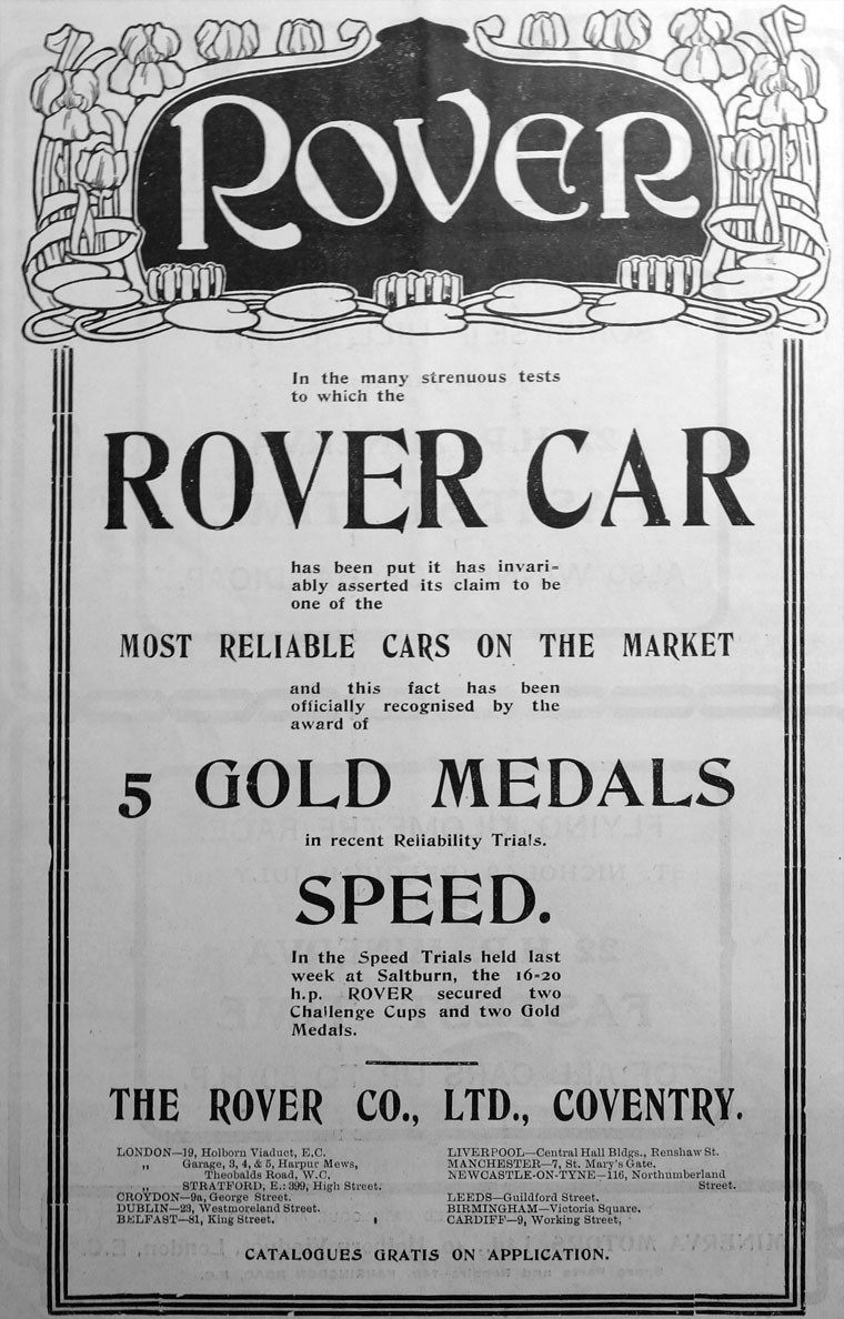 Werbung ROVER 16/20hp 1906, The Motor