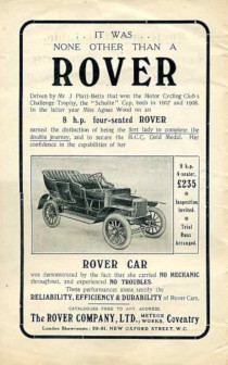 Werbung für Rover 8hp, 1910