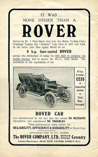 Werbung für Rover 8hp, 1910
