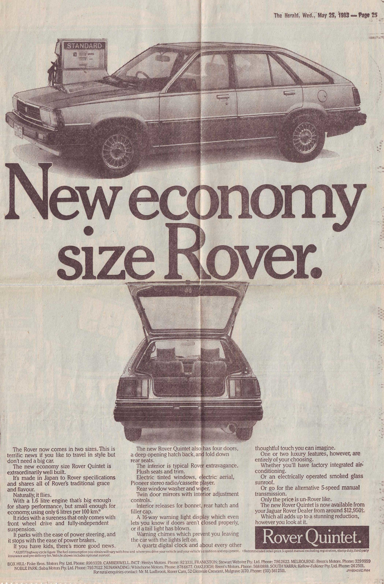 1983 Advert Rover Quintet