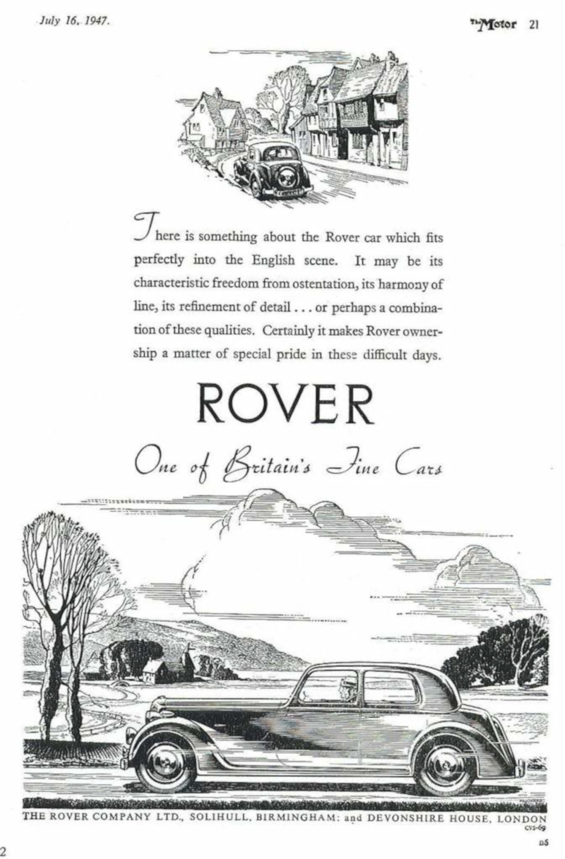 Werbung Rover P2 1947-07-16