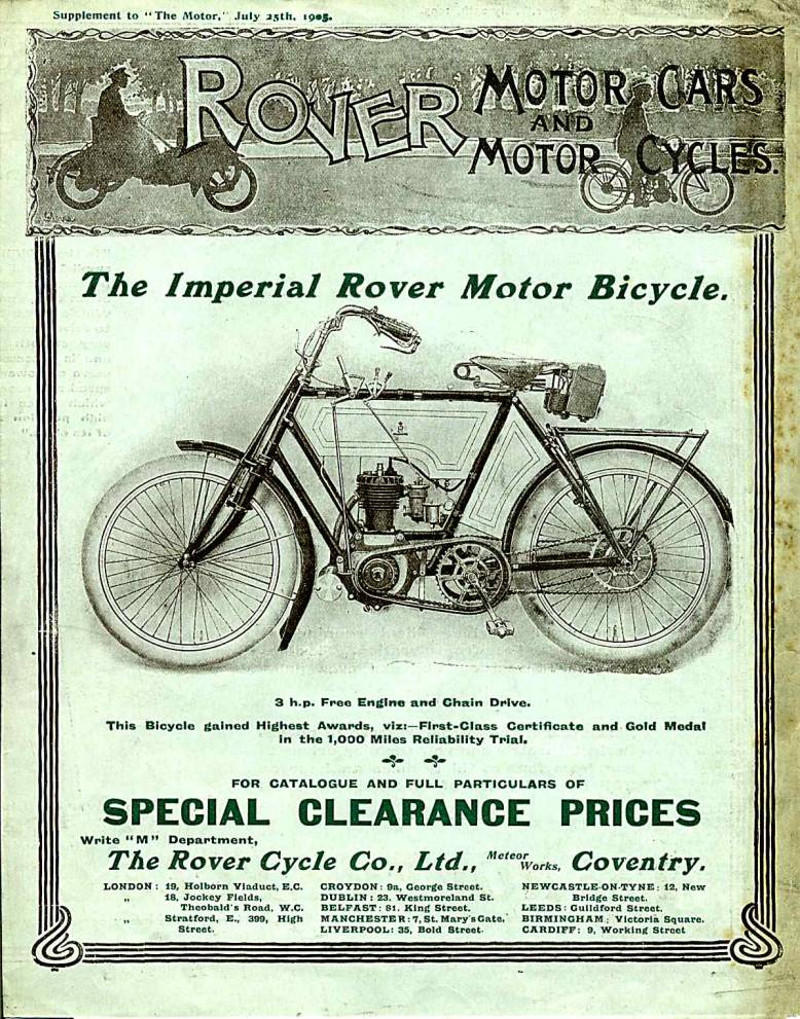 1905 ROVER 3 hp Sales advert