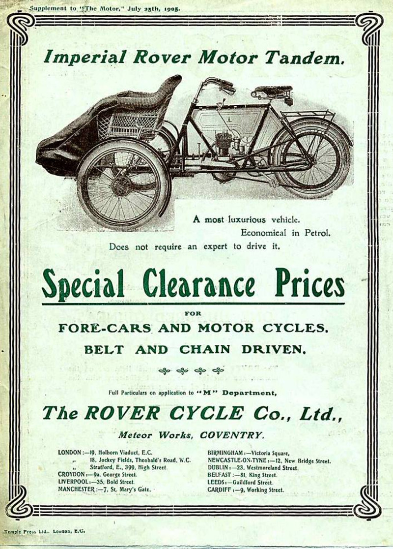1905 Werbung für ROVER Forecar