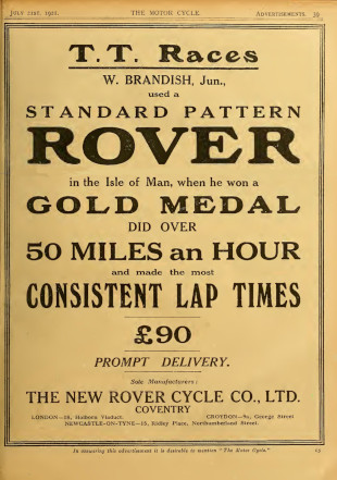 Advert for Rover Motorcycle 3.5hp, 1921 Advert for Rover Motorcycle 3.5hp, 1921
