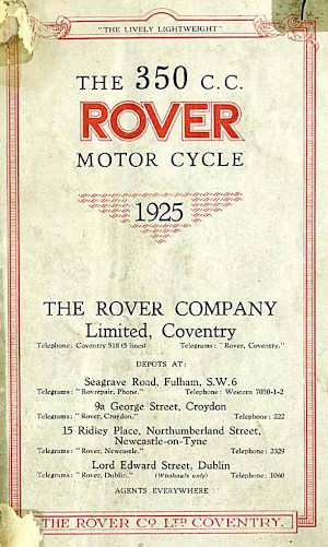 1925 Broschüre Rover 350 ccm Motorrad